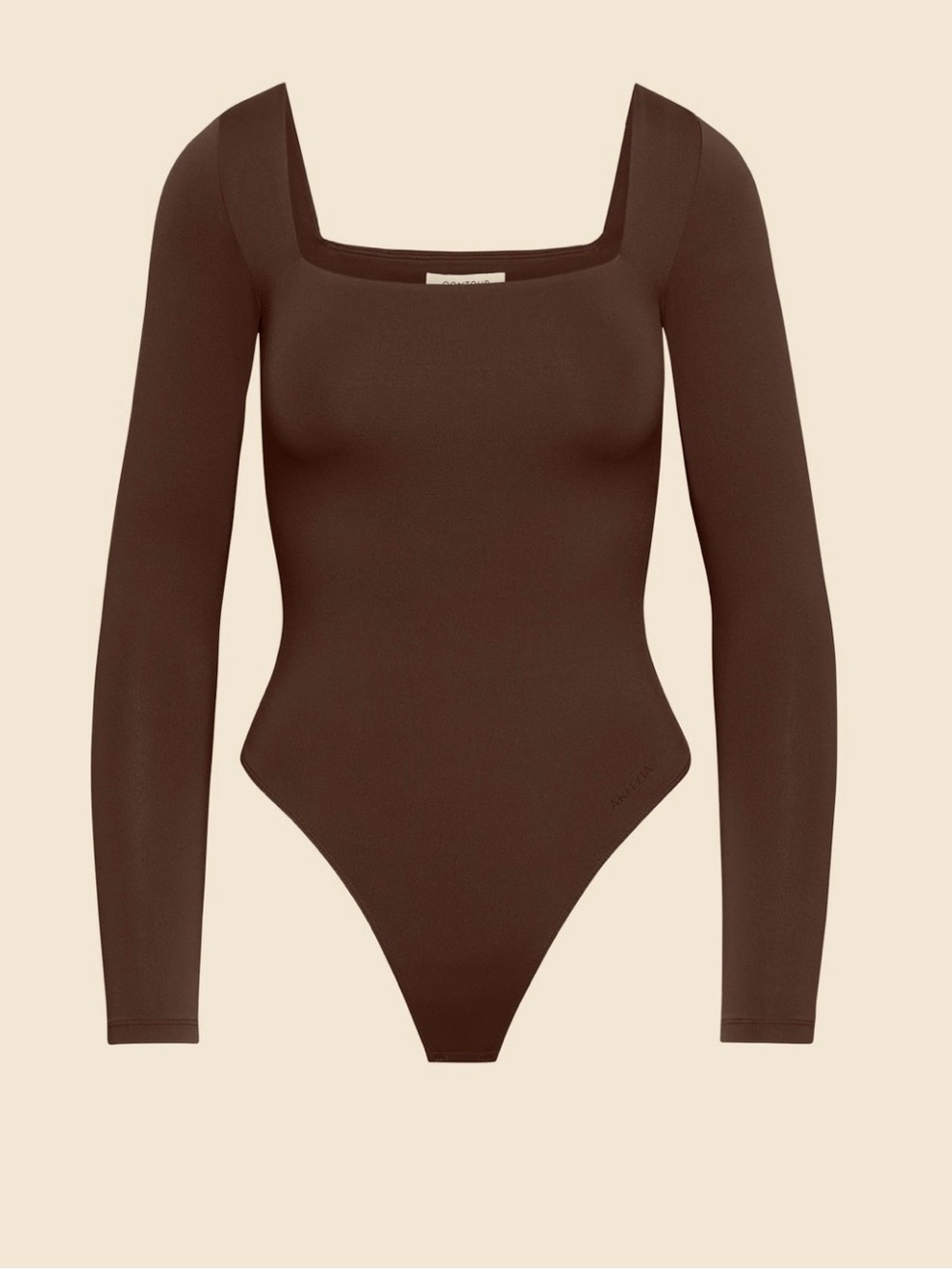Aritzia Babaton Squareneck Bodysuit Long Sleeve Brown XS